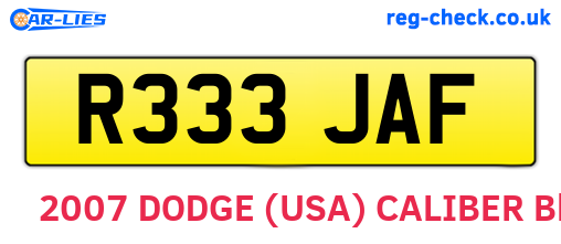 R333JAF are the vehicle registration plates.