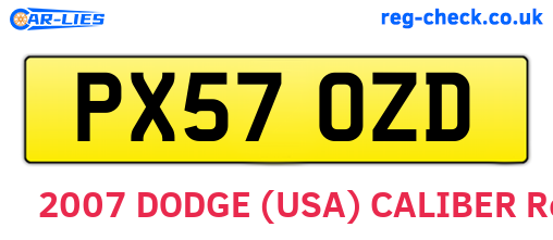 PX57OZD are the vehicle registration plates.