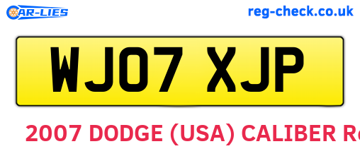 WJ07XJP are the vehicle registration plates.