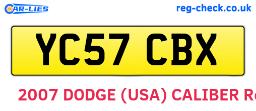 YC57CBX are the vehicle registration plates.