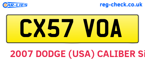 CX57VOA are the vehicle registration plates.