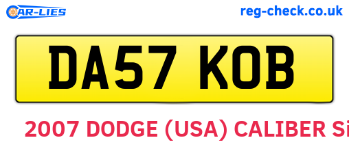 DA57KOB are the vehicle registration plates.