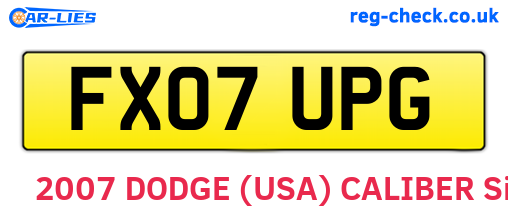 FX07UPG are the vehicle registration plates.