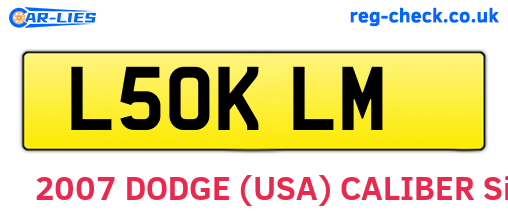 L50KLM are the vehicle registration plates.