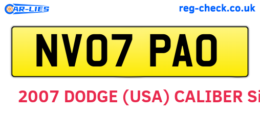 NV07PAO are the vehicle registration plates.