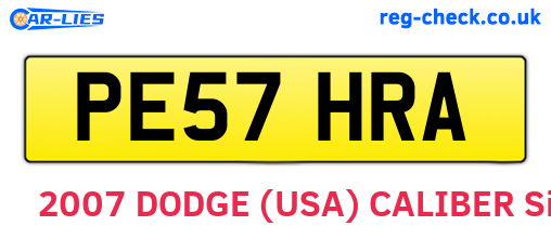 PE57HRA are the vehicle registration plates.