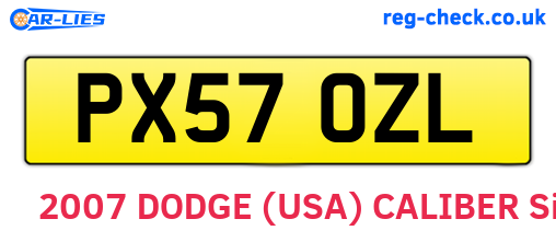 PX57OZL are the vehicle registration plates.