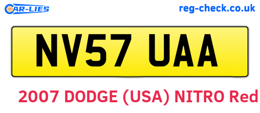 NV57UAA are the vehicle registration plates.