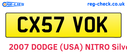 CX57VOK are the vehicle registration plates.