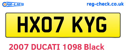 HX07KYG are the vehicle registration plates.
