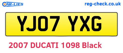 YJ07YXG are the vehicle registration plates.