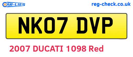 NK07DVP are the vehicle registration plates.