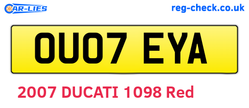 OU07EYA are the vehicle registration plates.