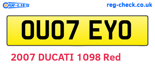 OU07EYO are the vehicle registration plates.