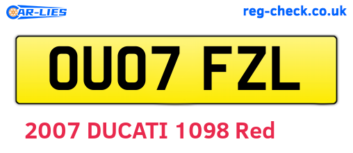 OU07FZL are the vehicle registration plates.