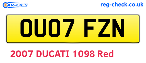 OU07FZN are the vehicle registration plates.