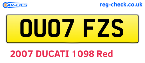 OU07FZS are the vehicle registration plates.