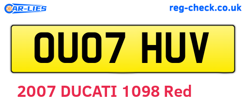 OU07HUV are the vehicle registration plates.