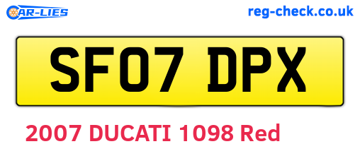 SF07DPX are the vehicle registration plates.