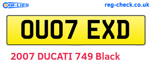 OU07EXD are the vehicle registration plates.