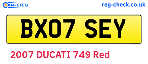 BX07SEY are the vehicle registration plates.