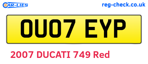 OU07EYP are the vehicle registration plates.