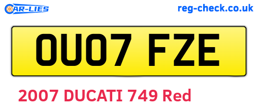 OU07FZE are the vehicle registration plates.