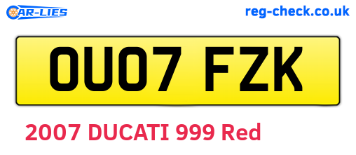 OU07FZK are the vehicle registration plates.