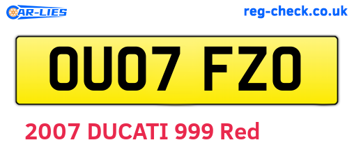 OU07FZO are the vehicle registration plates.