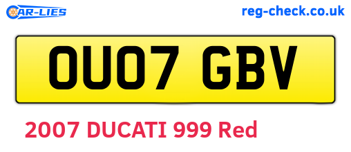 OU07GBV are the vehicle registration plates.