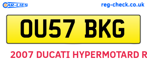OU57BKG are the vehicle registration plates.