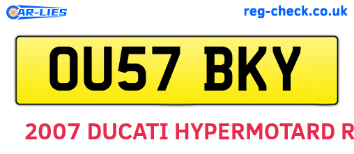 OU57BKY are the vehicle registration plates.