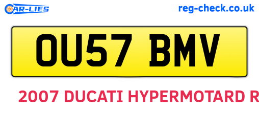 OU57BMV are the vehicle registration plates.