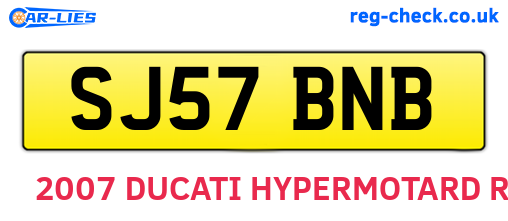 SJ57BNB are the vehicle registration plates.