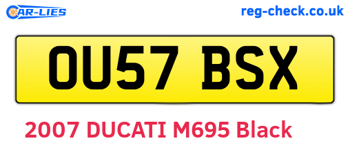 OU57BSX are the vehicle registration plates.