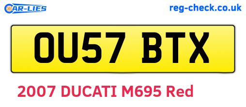 OU57BTX are the vehicle registration plates.