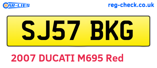 SJ57BKG are the vehicle registration plates.