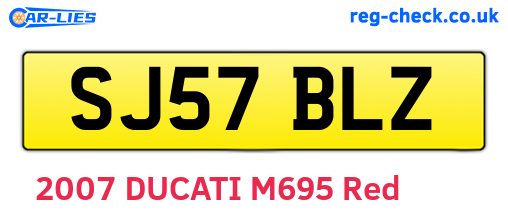 SJ57BLZ are the vehicle registration plates.