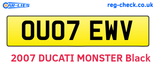 OU07EWV are the vehicle registration plates.