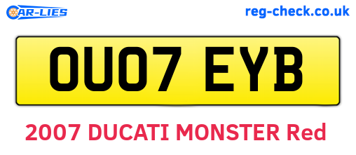 OU07EYB are the vehicle registration plates.