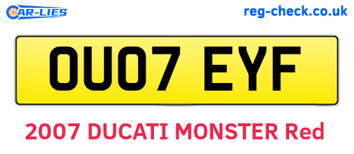 OU07EYF are the vehicle registration plates.