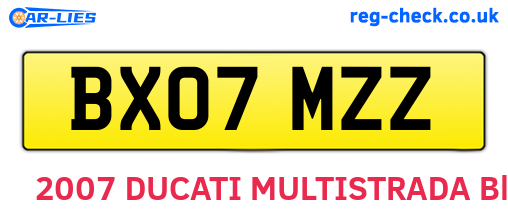 BX07MZZ are the vehicle registration plates.