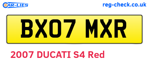 BX07MXR are the vehicle registration plates.