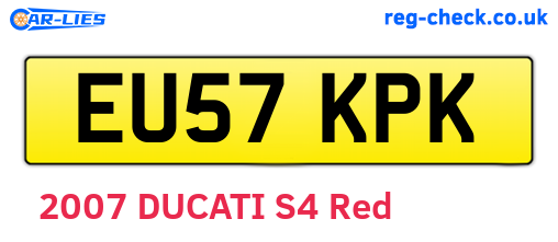 EU57KPK are the vehicle registration plates.