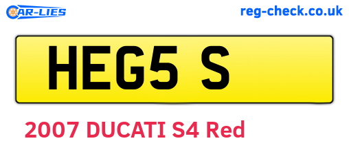 HEG5S are the vehicle registration plates.