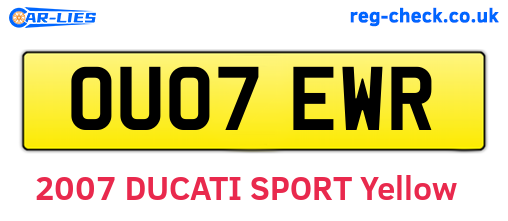 OU07EWR are the vehicle registration plates.