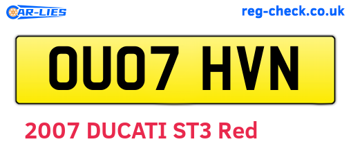 OU07HVN are the vehicle registration plates.