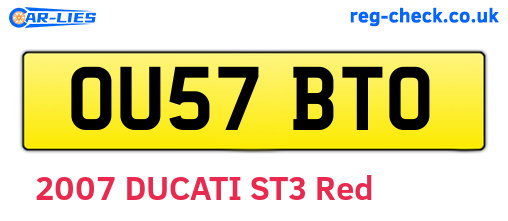 OU57BTO are the vehicle registration plates.