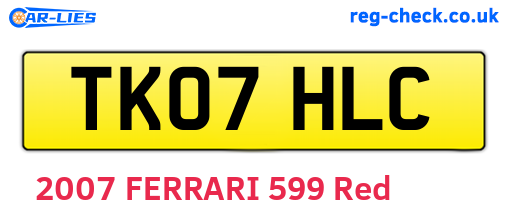 TK07HLC are the vehicle registration plates.
