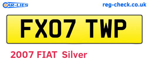 FX07TWP are the vehicle registration plates.